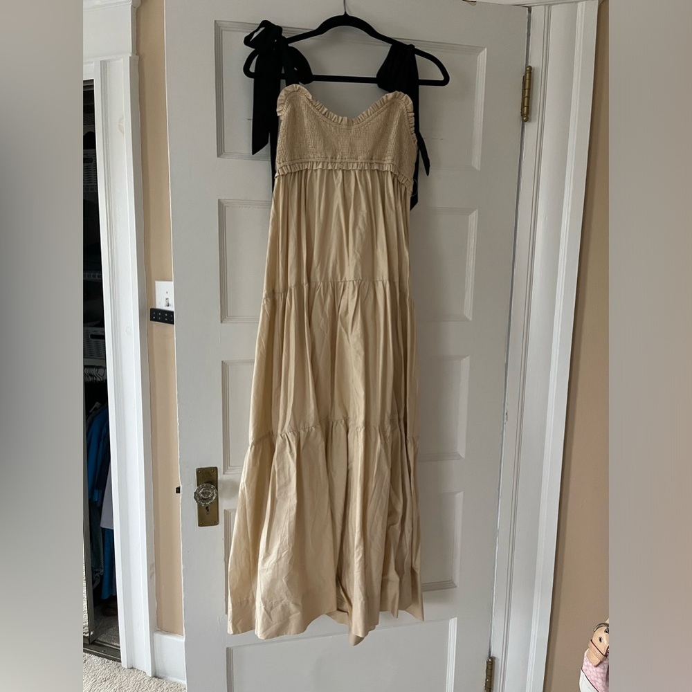 Beautiful beige bow strap maxi dress
